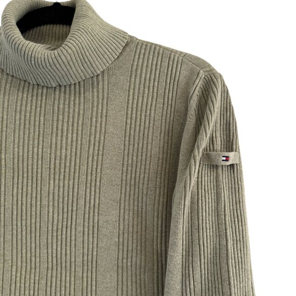 Tommy Hilfiger Sweater Women's Large Green Turtleneck Knit Long Sleeve Sweater - Picture 4 of 10